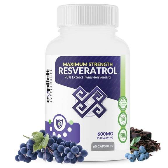 Resveratrol Supplement - Max Strength 1200mg Daily - Supports Immune Function & Anti-Aging - 1 Month