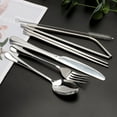 thumbnail image 2 of Deago 8 Pieces Stainless Steel Flatware Set Portable Utensils Travel Camping Cutlery Set Include Knive Fork Spoon Chopsticks Straws Brush Portable Case (Silver), 2 of 8