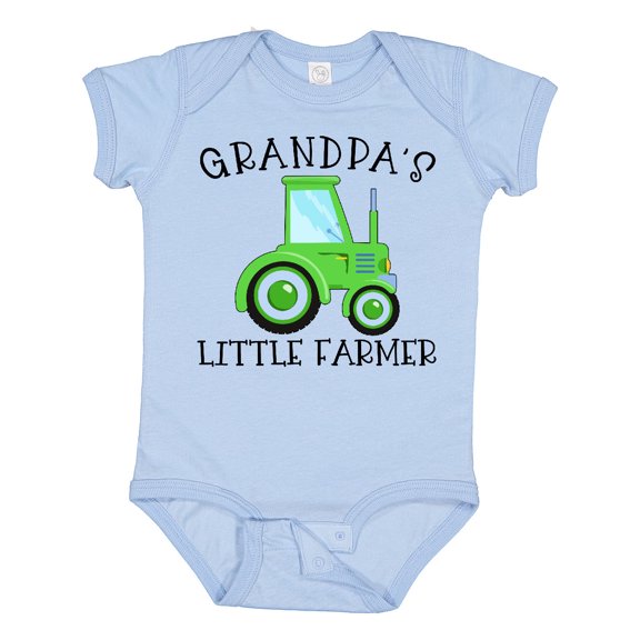 Inktastic Grandpa's Little Farmer Green Tractor Boys or Girls Baby Bodysuit