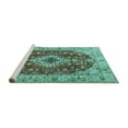 thumbnail image 2 of Ahgly Company Machine Washable Indoor Rectangle Medallion Turquoise Blue Traditional Area Rugs, 2' x 3', 2 of 4