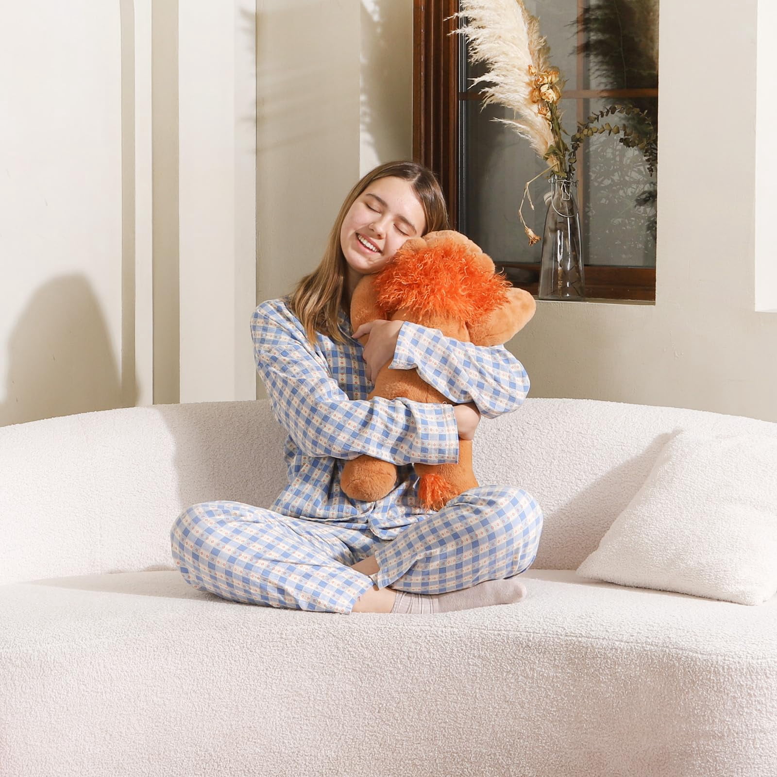 Niuniu Daddy Weighted Lion Stuffed Animals 20"Large Plush Toy,3.3lb Giant Weighted Lion Plush Animals Body Pillow with Soft Faux Fur, Cute Stuffed Animals Birthday Gift for Baby, Kids & Adults