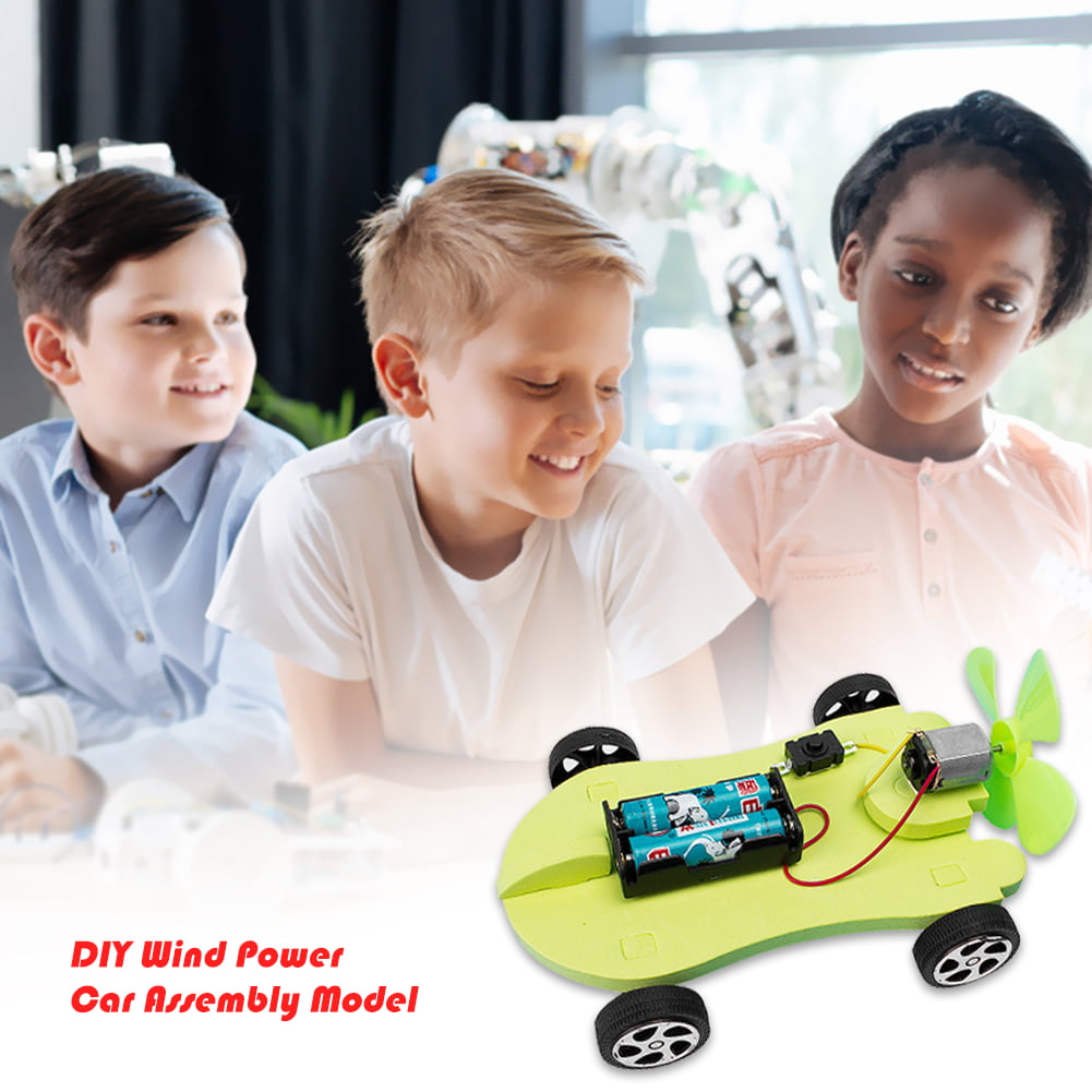 DIY Wind Power Car Assembly Model Kit Kids Physical Science Experiments Toy 