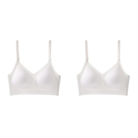 (2-Pack) Rinsvye Low Back Bra for Low Back Sports Bra Women Wirefree Seamless Bra Compression Sports Bras for Women Backless Multiway Straps Convertible Large Bras for Women Halter Bra with Padded R