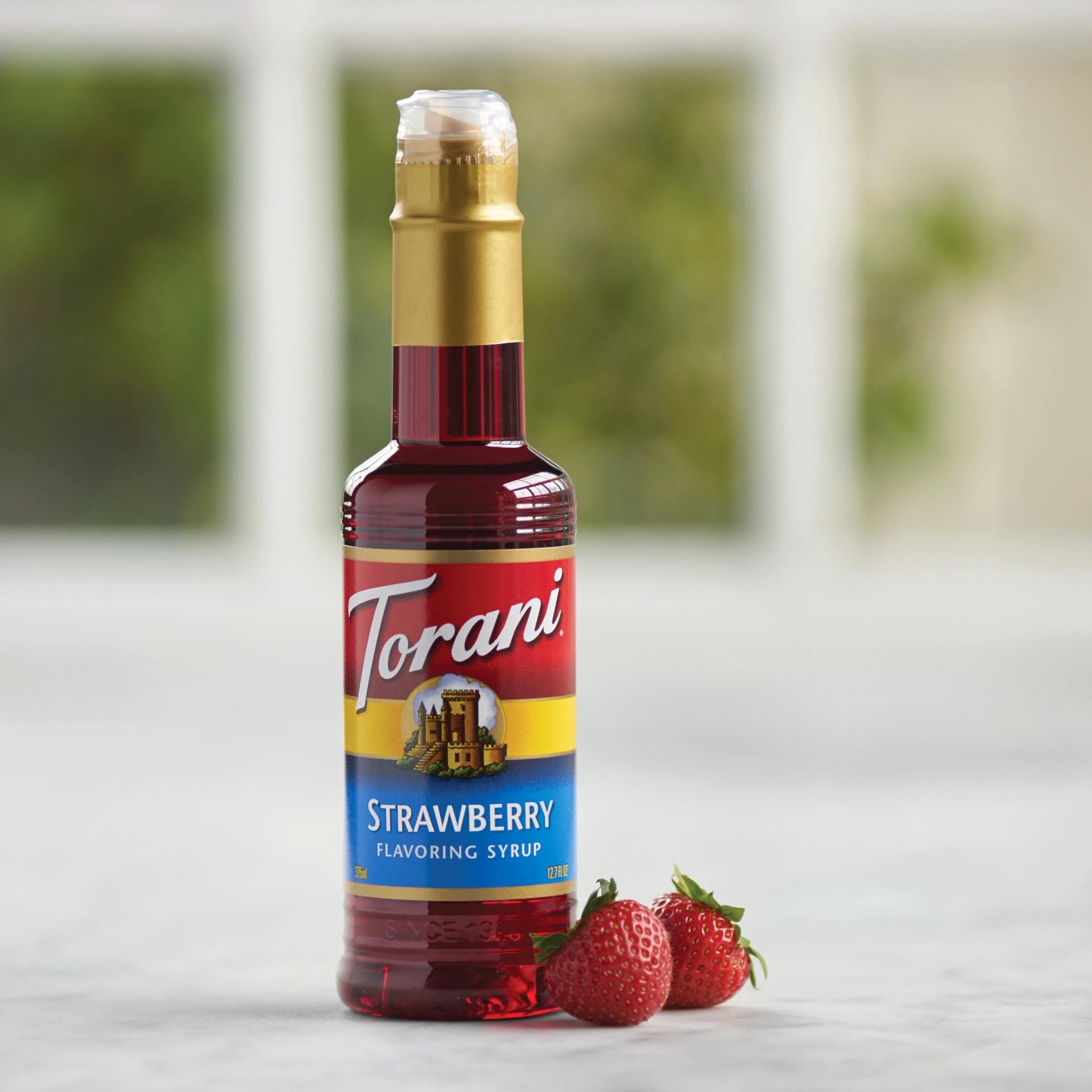 Torani Strawberry Syrup, Plastic Bottle, Drink Flavoring Syrup, No Known Allergens, 12.7 oz.