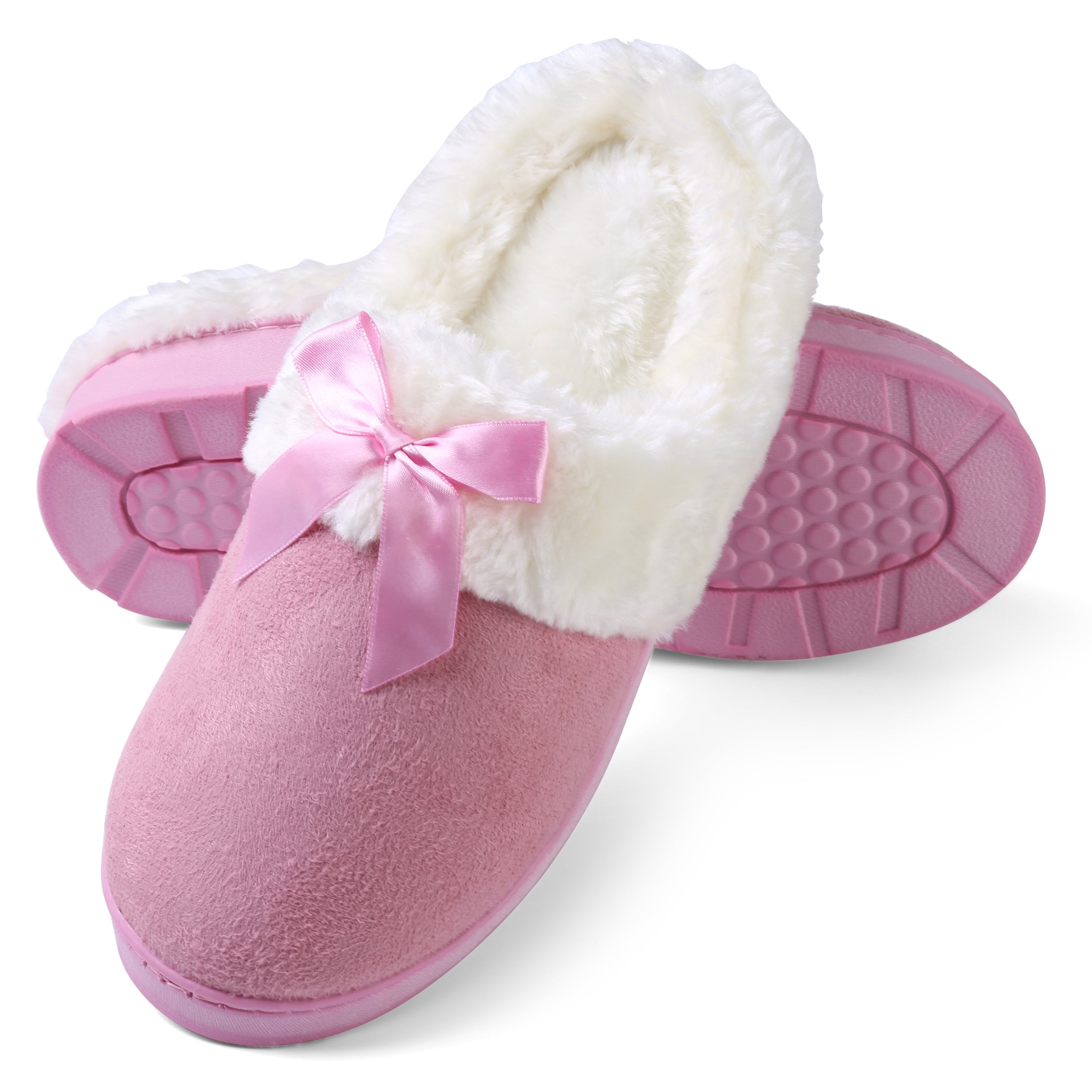 Aerusi Womens Edit Bow Scuff Slip-on Indoor Slippers