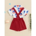 thumbnail image 3 of Suealasg 3Pcs Baby Boys 4th of July Outfits 3 6 12 18 Months Infant Independence Day Short Sleeve Balloon Baseball Print Romper with Bow Tie +Overall Shorts Toddler Gentlemen Suit Clothes, 3 of 8