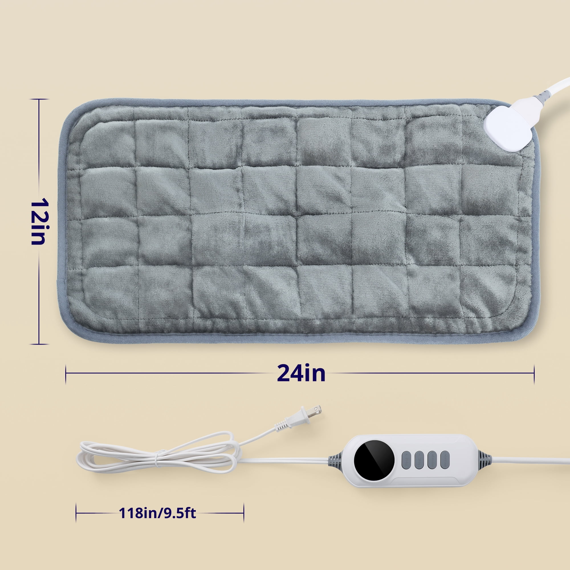 Heating Pad, Weighted Heating Pad with Massaging Vibrations, Massage Heating Pad for Back Cramps Shoulder Pain Relief, 6 Heat Settings & 4 Massage Modes, Gifts for Christmas, 24” x 12”
