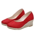 thumbnail image 4 of ZTTD Fashion Women Summer Slip-On Comfortable Wedges Shoes Beach Round Toe Breathable Sandals Red, 4 of 9