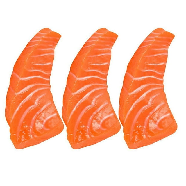 3pcs Simulated Salmon Artificial Salmon Slices Fake Lifelike Fish Meat Food Model Display Photo Props