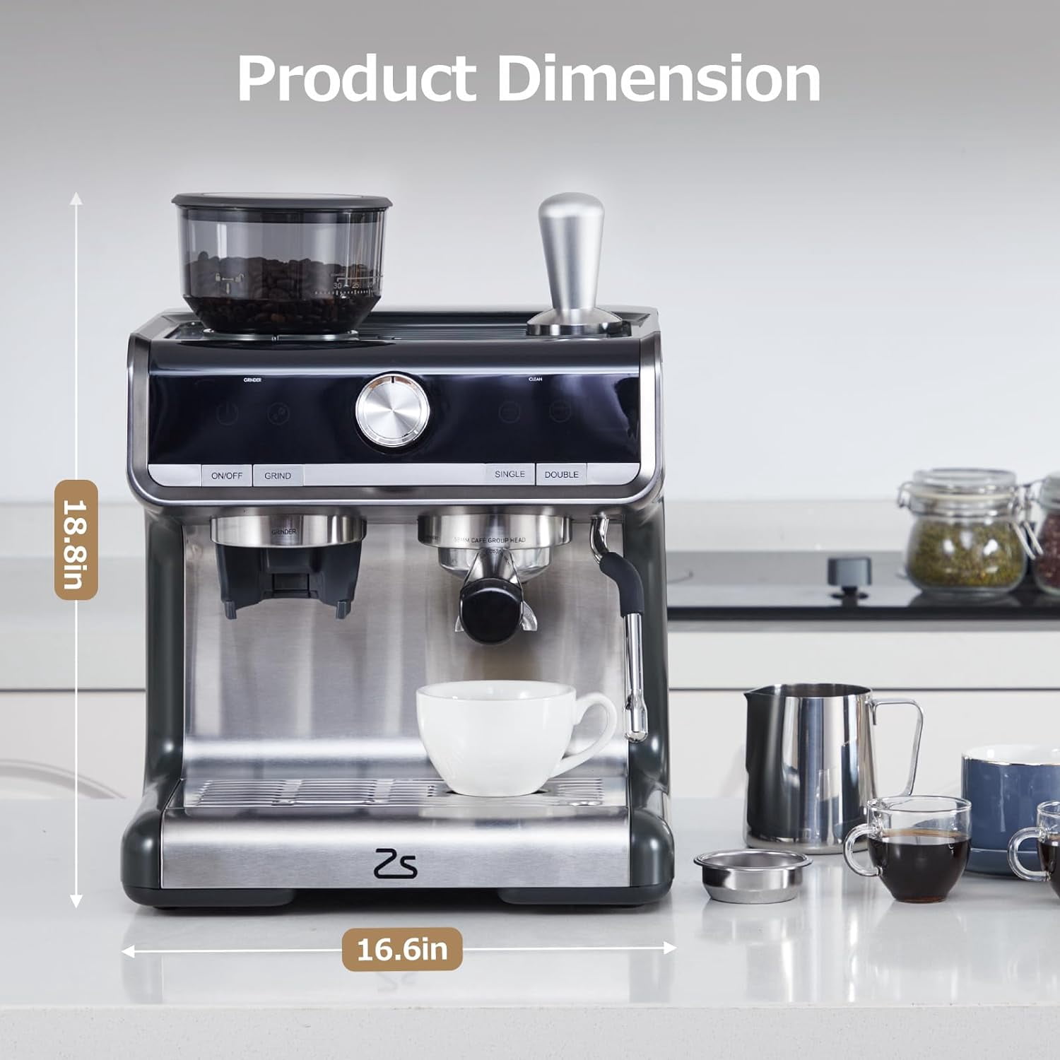 Mekek 20 Bar, 1-Cup Gray Professional Use Espresso Machine