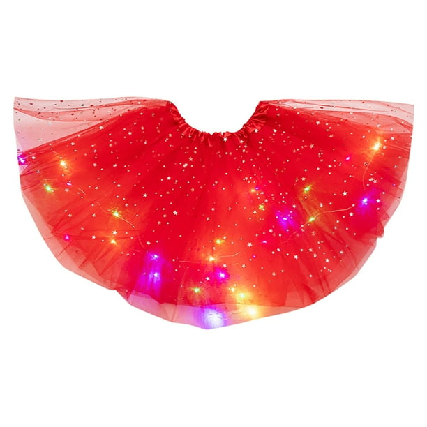 Ruziyoog Womens Led Lights Women Tutu Skirt 3 Layer Of Stars Mesh Puffy Skirt Ballerina Skirts