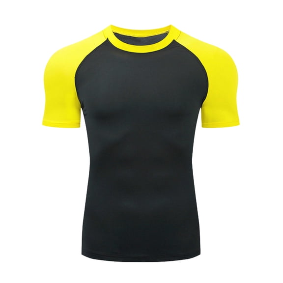 Short Sleeve Shirts for Men, Men's Compression Short Sleeve Tee Shirt Color Block Quick Dry Athletic Stretch Summer Workout Casual T-Shirts
