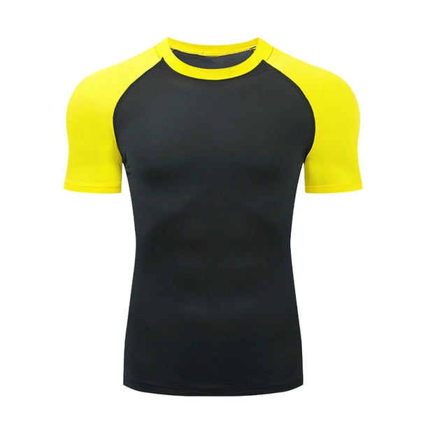 Mens Calcetines para Deportes Alto Elástico Cuello Redondo Manga Larga Camiseta de Fitness, Camisetas Casuales para Hombre para Correr Entrenamiento de Yoga