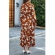thumbnail image 2 of Vestido PRETTYGARDEN Midi Boho con Estampado de Hojas Marrón XXL, 2 of 6