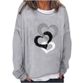 thumbnail image 1 of FAIWAD Women's Spring Long Sleeve Sweatshirts Round Neck Heart Pint Drop Shoulder Pullover Tops, 1 of 3