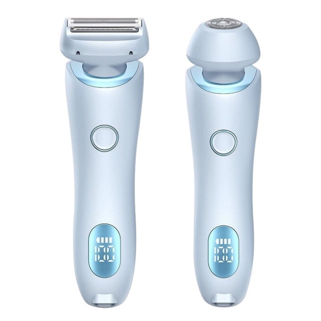 SUTENGDA Electric Razor Facial Hair Removal for Women 2-in-1 Portable Double Head Shaver Razors Waterproof Wet & Dry Use Painless Epilator at Home Blue