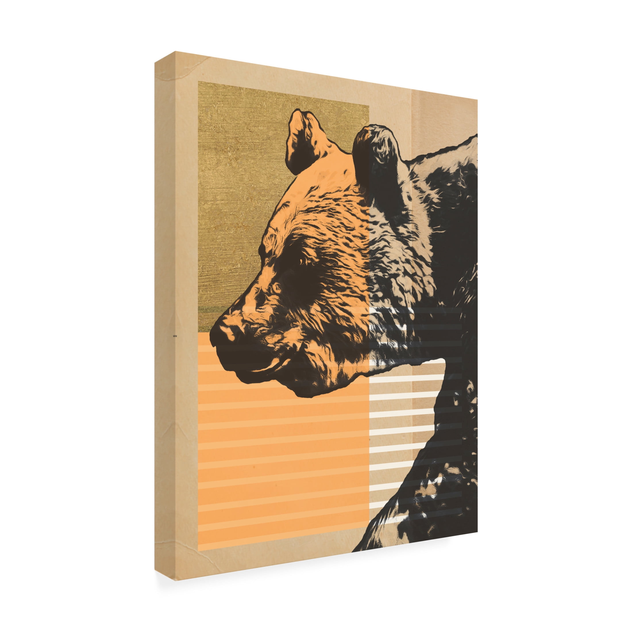 Trademark Fine Art Alonzo Saunders Gold Geometric Bear I Canvas Wall Art