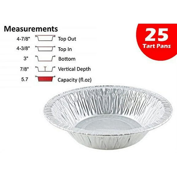 Durable Packaging 4-7/8" Foil Tart Pan (Durable 5" #2200) - Mini Aluminum Pot Pie Baking Plate Tin (pack of 25)