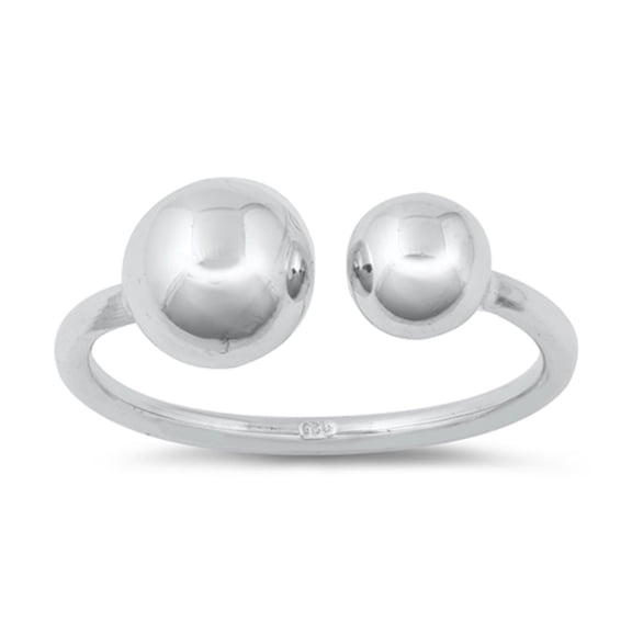 High Polish Sterling Silver Different Sized Bead Adjustable Ring Size 8