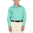 thumbnail image 3 of Boy's Classic Fit Long Sleeve Casual Button Down Toddler Kids Dress Shirt (Mint, 4), 3 of 3