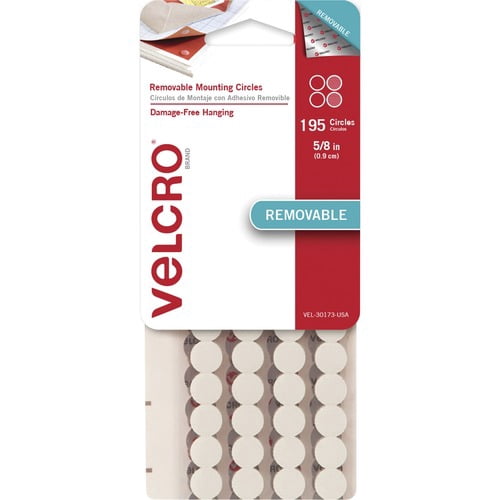 VELCRO® Removable Mounting Tape - 0.63" Dia - 195 / Pack - White | Bundle of 10 Packs