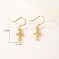 thumbnail image 4 of 1 Pair Golden Brass Dangle Earrings with Clear Cubic Zirconia 26x17mm, 4 of 4