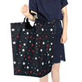 thumbnail image 4 of Yayeee Freestanding Laundry Hamper with Handle Collapsible Large Storage Basket for Clothes, Blue Stars Pattern, 4 of 7