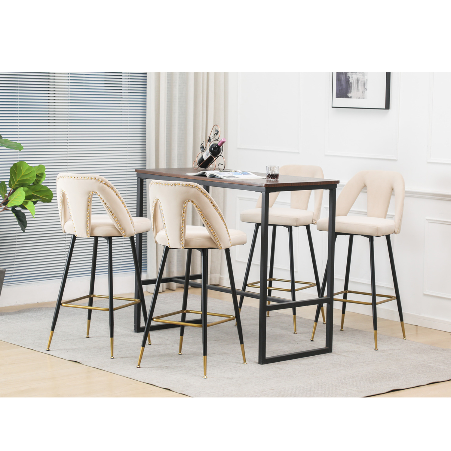Kadyn 28" Counter Height Stools, Upholstered Bar Stools Set of 2, Velvet Bar Chairs for Living Room, Dinning Room, Kitchen, Beige Kadyn 28" Counter Height Stools, Upholstered Bar Stools Set of 2, Velvet Bar Chairs for Living Room, Dinning Room, Kitchen, Beige