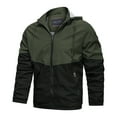 thumbnail image 3 of IYTR Men's Color Block Hooded Windproof Winter Jacket Warm Thicken Fleece Lined Outwear Pockets Zipper Coats Army Green XL, 3 of 6