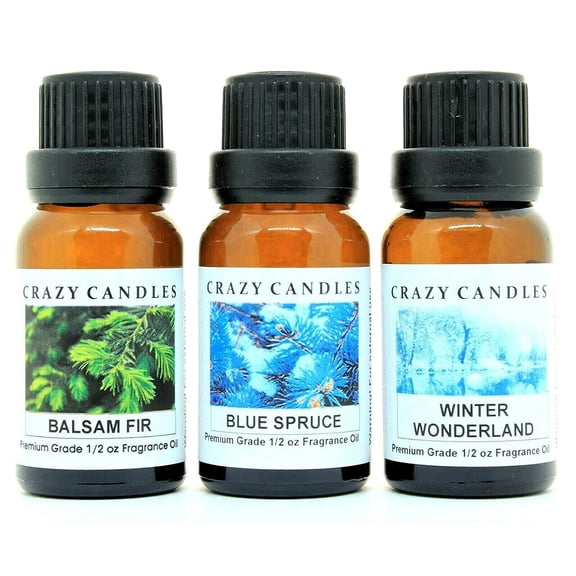 3 Bottles Set, 1 Bluespruce, 1 Winter Wonderland, 1 Balsam Fir 1/2 Fl Oz Each 15ml Premium Grade Scented Fragrance Oils By Cra