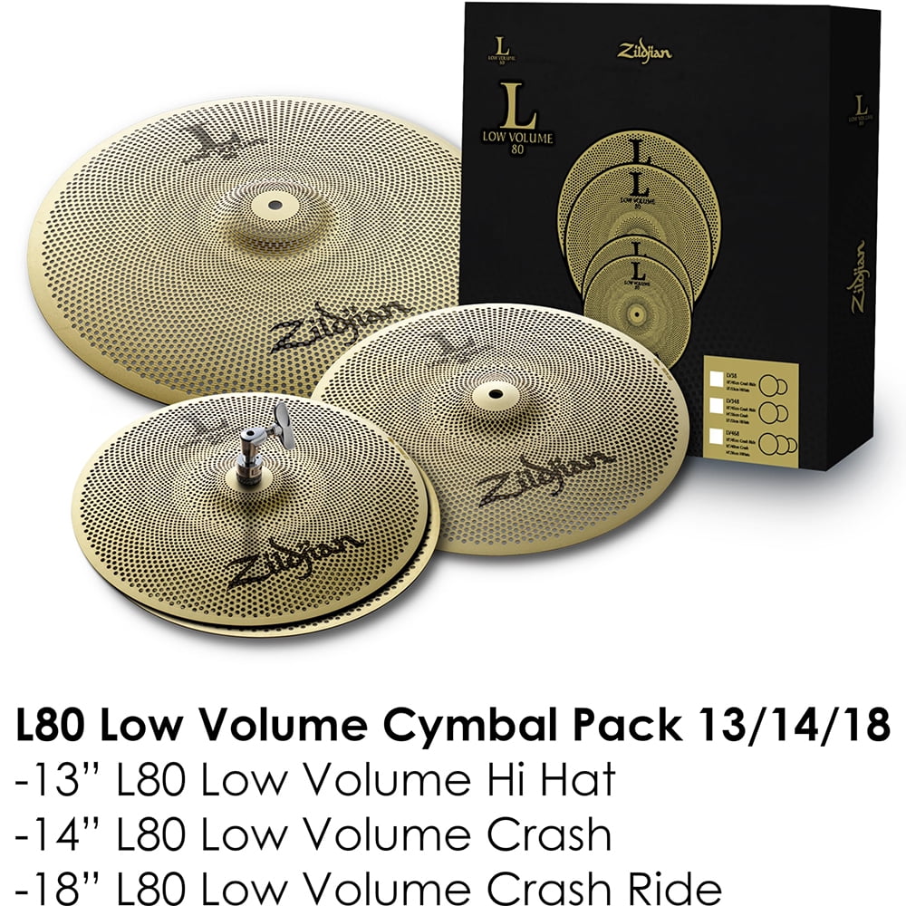 Zildjian LV348 L80 Low Volume 4-Cymbal Pack - 13" Hi-Hat Pair, 14" Crash, 18" Crash/Ride