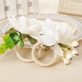thumbnail image 3 of Granjero Gordo Servilletero decorativo de escritorio para restaurante en casa, juego de toallero con cuerda de cáñamo tejida a mano con flores de imitación, 12 piezas (blanco + verde), 3 of 3