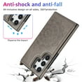 thumbnail image 6 of Dteck for Samsung S24 Ultra Case With Card Holder & Screen Protector,Women Flower Magnetic Back Flip Wallet Case Phone Case for Samsung Galaxy S24 Ultra 5G,Gray, 6 of 8