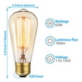 thumbnail image 5 of TORCHSTAR Vintage Edison Light Bulbs 60W, T64 Incandescent Bulb, E26 Base, 5 of 7