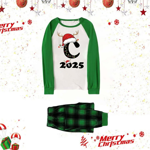Ensemble de Pyjamas de Noël Assortis pour Famille Papa, Imprimé de Lettres, Tenue Parent-Enfant