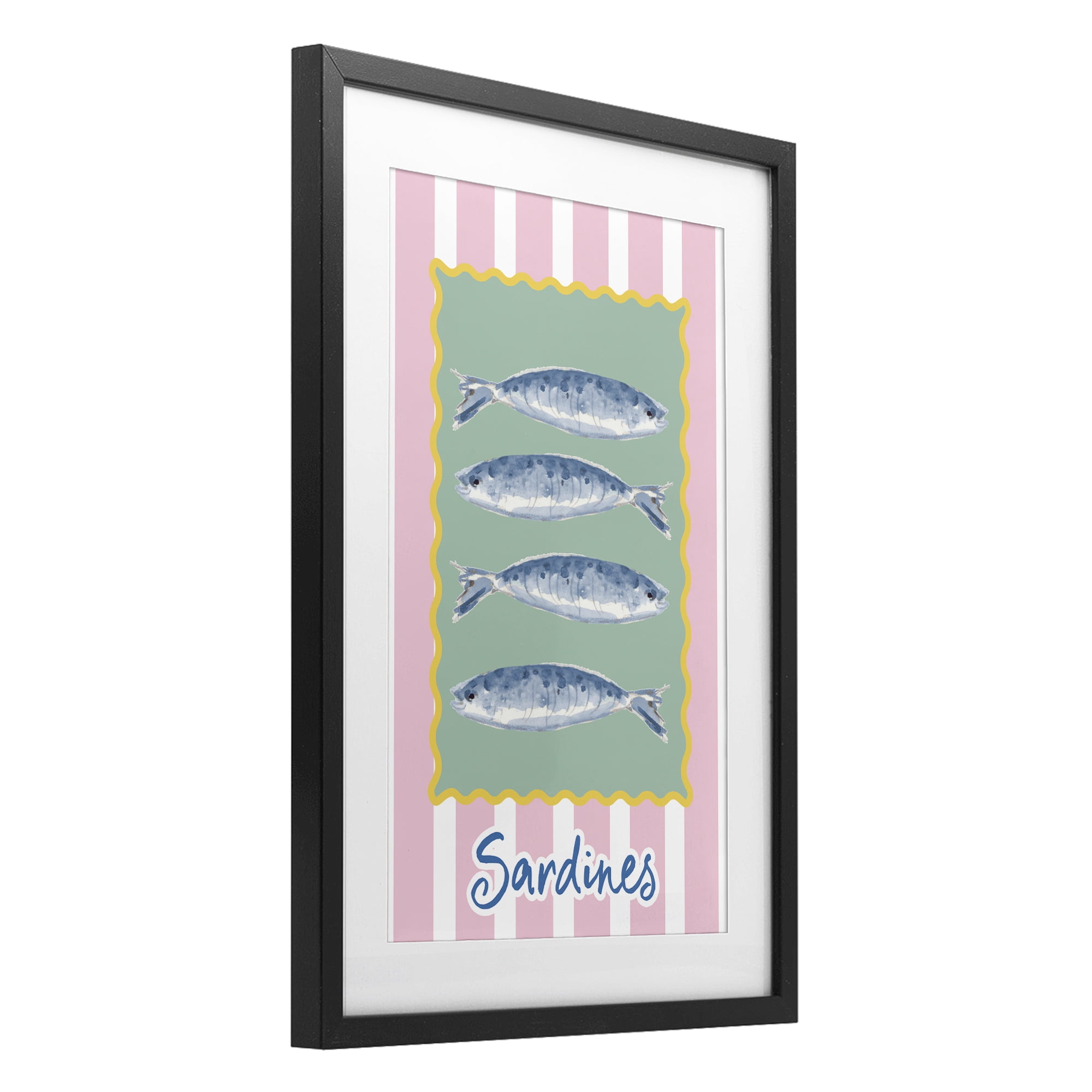 Stupell Industries Pastel Striped Sardines Black Framed Print Under Glass, design by Patricia Pinto