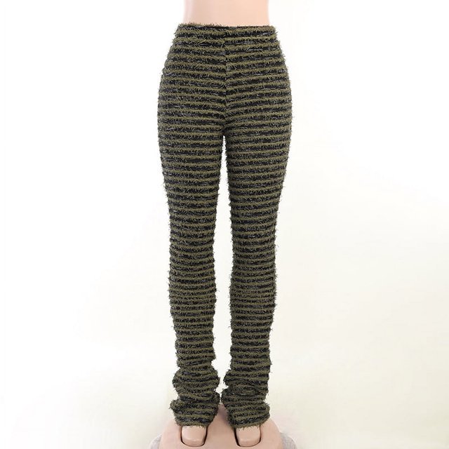 Pantalones ajustados sexys de rayas de punto para mujer, moda de verano europea y americana, pantalones casuales de cintura alta y cadera para chicas calientes