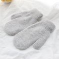 thumbnail image 1 of Guantes de dedo con bolsa de otoño e invierno para mujer, de lana de felpa de doble capa gruesa y cálida, bonitos mitones para estudiantes, 1 of 1