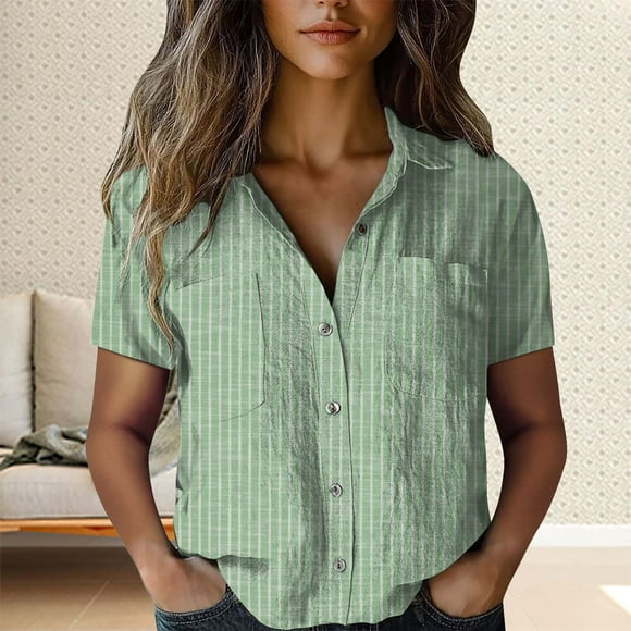 YLHFASHION Vintage Boho Tops For Women Floral Print Shirt Casual Short Sleeve Button Up Blouses Short Sleeve Boho Shirts Tops Clearance Sales Women Shirts