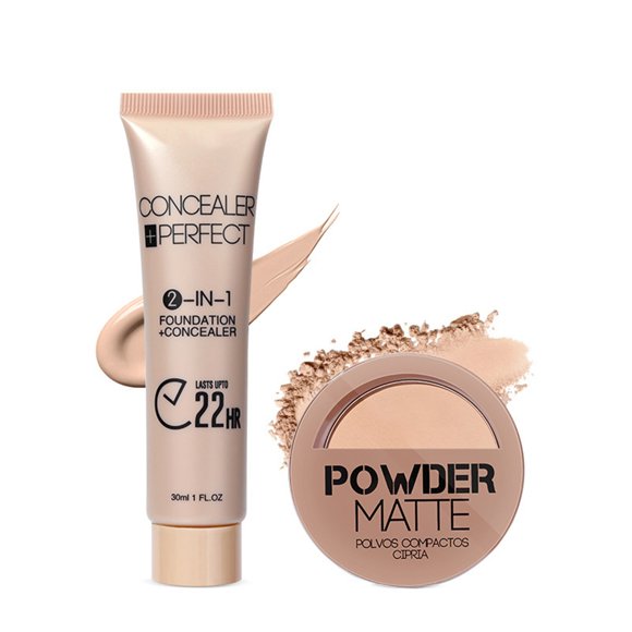 Make Up Powder 4.2G +Liquid Foundation 30Ml Combination Suit And Makeup To Brighten Skin Color, A Lotion