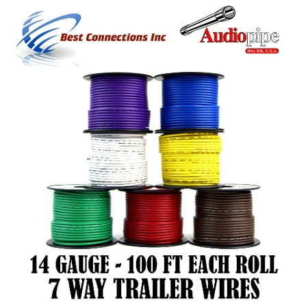 Trailer Light Cable Wiring Harness 100ft spools 14 Gauge 7 Wire 7 (Best Electrical Wire For House Wiring)