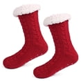 thumbnail image 2 of Calcetines Cálidos Con Forro Polar Mullidos Y Esponjosos Cama para Mujer (vino) Rojo, 2 of 2