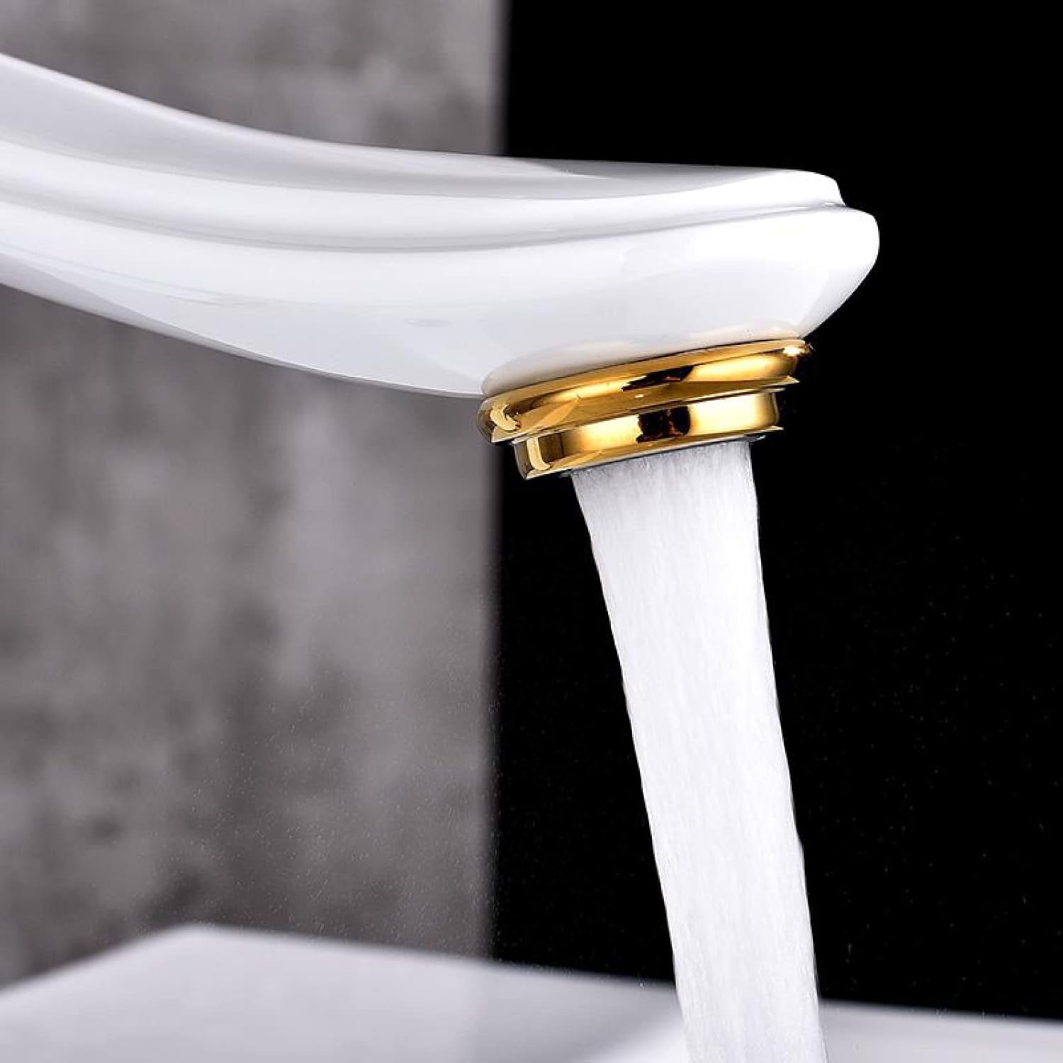 Vintage Sink Faucet Bathroom, Brass Bathroom Faucet, Sink Faucet Hot and Cold Mix Tap, Single Handle Bathroom Sink Faucet, White Gold, High
