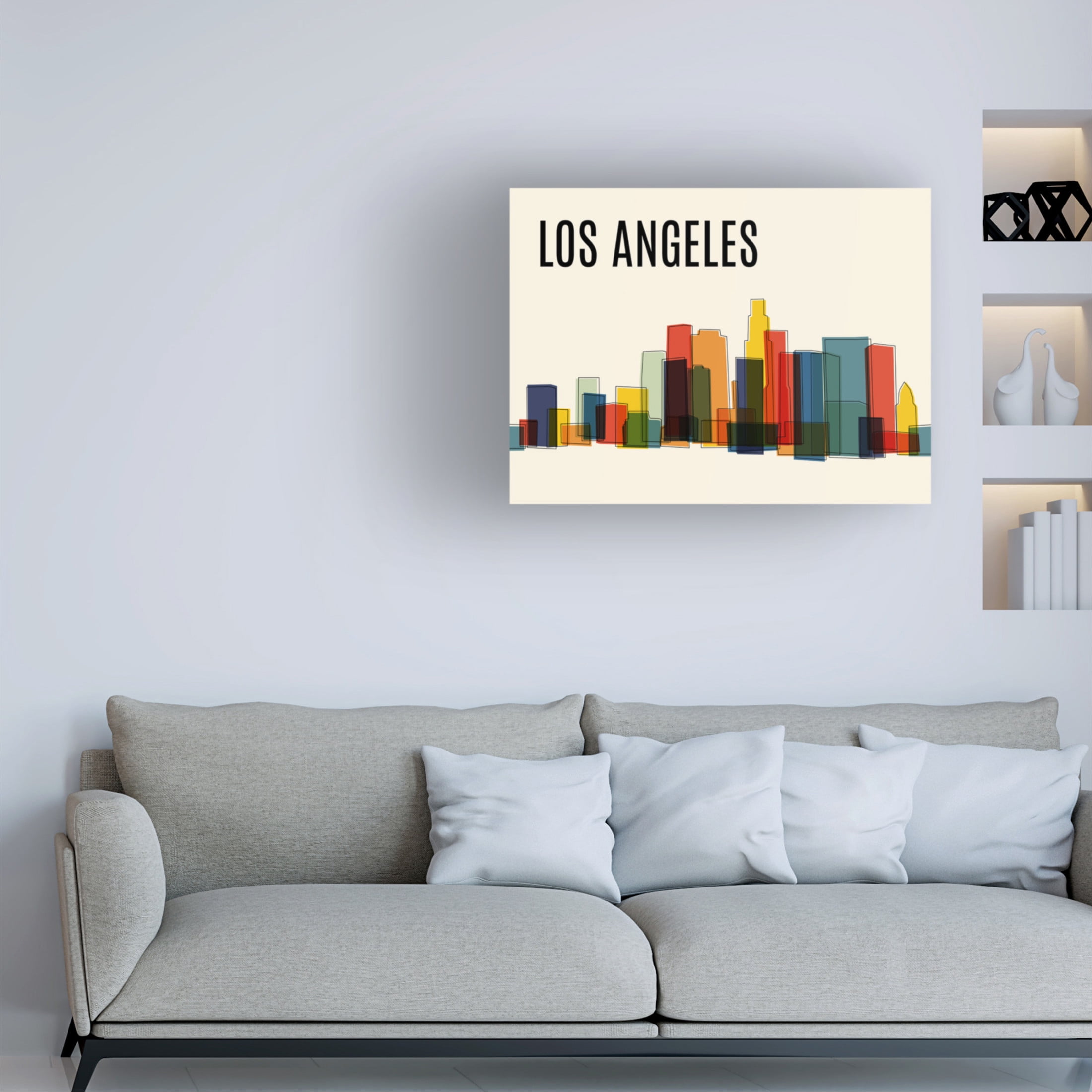 Canvas Wall Art - Tom Quartermaine 'Los Angeles Mid Century Modern Cityscape' Wall Art for Living Room, Bedroom, or Office Décor by Trademark Fine Art - 19 x 14 Inches