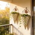 thumbnail image 6 of 1Pcs Rattan Hanging Planter Basket, Farmhouse Cone Flower Pot Rustic Weave Herb Orchid Holder, Artificial Violet Flower Wall Basket for Garden Home Decoration, 6 of 6