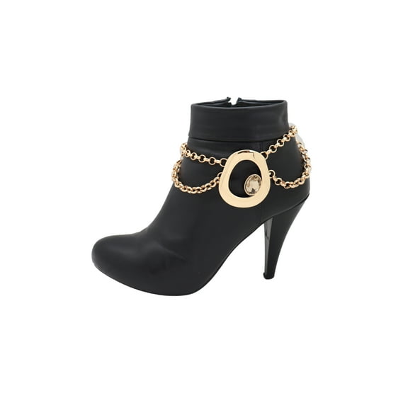 Women Gold Metal Chain Boot Bracelet Shoe Art Deco Charm Jewelry