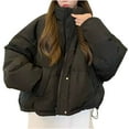 thumbnail image 2 of Edvintorg Women's Winter Jackets with Zipper Fashion Loose Standing Neck Thickened Cotton Clip Warm Bread Coat Cotton Coat with Buttons, 2 of 7