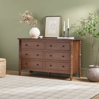 Walker Edison Mid-Century 6-Drawer Dresser with Reeded Drawer