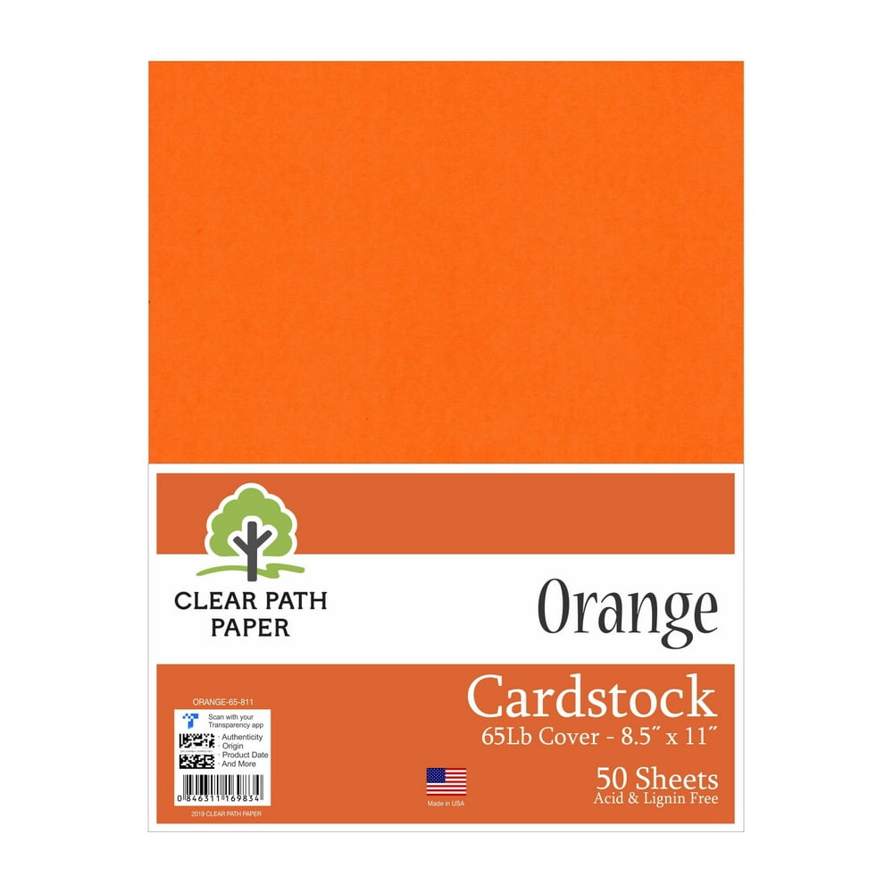 Orange Cardstock 8.5 x 11 inch 65Lb Cover 50 Sheets Clear Path