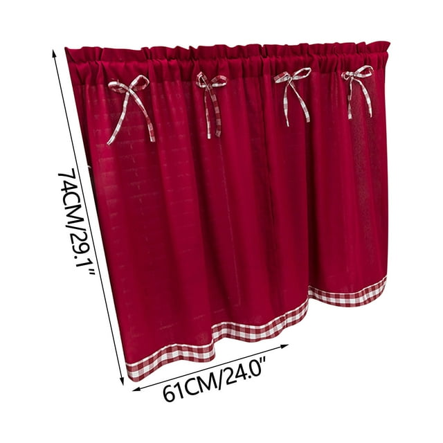 Birdeem Rustic Style Bowknot Short Curtains Kitchen Curtains Drift Window Student Bed Curtains